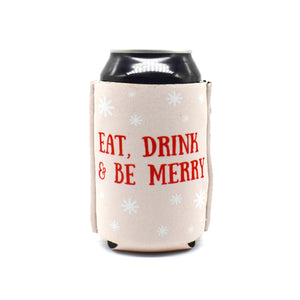 Eat Drink and Be Merry ZipSip drink sleeve on aluminum soda pop can