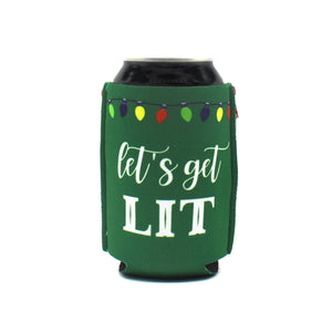 NEW SALE Christmas Party 4-pack Bottle Beer Insulators let's Get Lit 